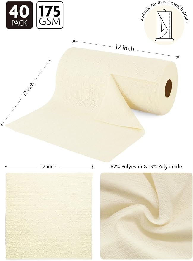 Fantasticlean Microfiber Cleaning Cloth Roll -40 Pack, Tear Away Microfiber - Image 6