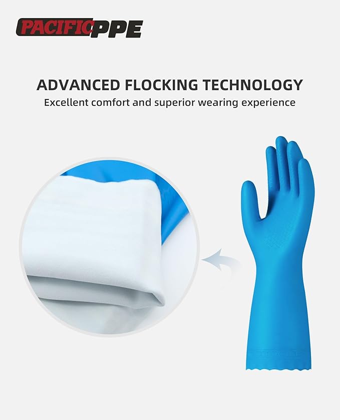 PACIFIC Cleaning Gloves with Latex free, Dishwashing Kitchen Gloves with Cotton - Image 2