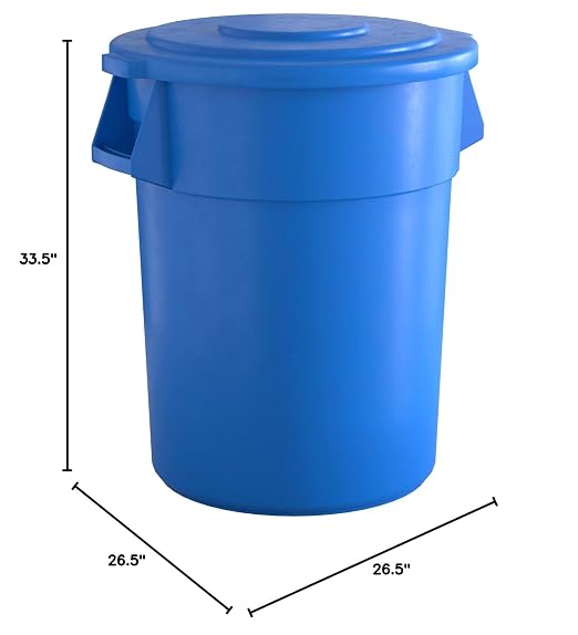 55 Gallon Blue Round Commercial Trash Can - Image 5