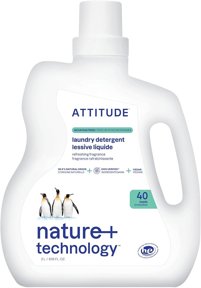 ATTITUDE Liquid Laundry Detergent, EWG Verified, HE Compatible, Plant-Based & by ATTITUDE