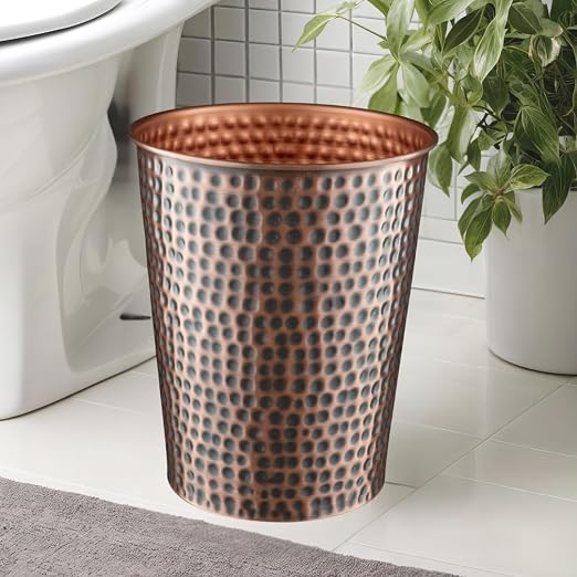 Monarch Abode Handcrafted Metal Wastebasket Trash Can - Image 4