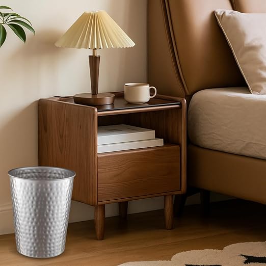 Monarch Abode Pewter Hand Hammered Metal Wastebasket - Image 7