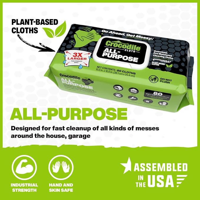 Crocodile Cloth All-Purpose Cleaning Wipes – 8 Pack/640 Total Count, Safe on - Image 3