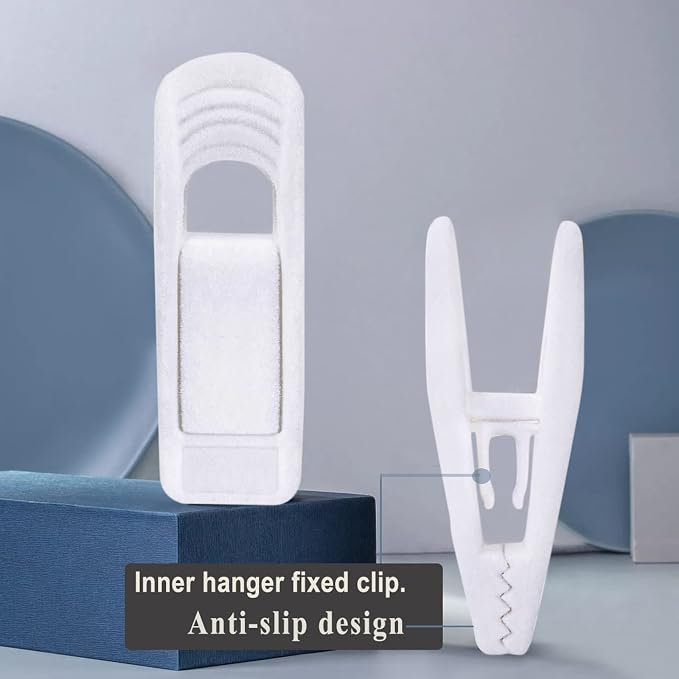 White Velvet Hangers Clips 40 PCS, Pants Hangers Velvet Clips Easily Add to - Image 6