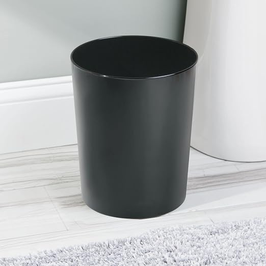 mDesign Round Metal Small 1.7 Gallon Recycle Trash Can Wastebasket, Garbage - Image 3