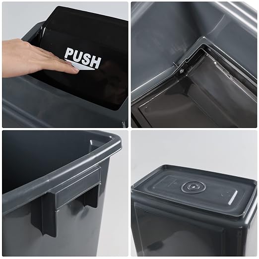 4 Packs Large Garbage Bin with Lid, Plastic Kitchen Waste Bin, 13 Gallon - Image 3
