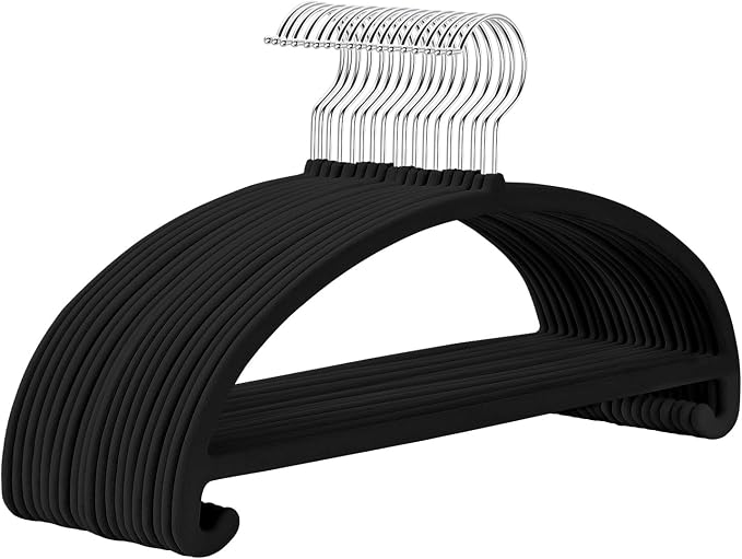 MIZGI 50 Pack Black Velvet Hangers by MIZGI