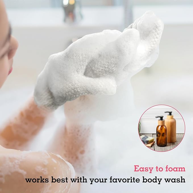 Evridwear Exfoliating Gloves for Shower, 100% Nylon Thick Soft Medium Heavy - Image 7