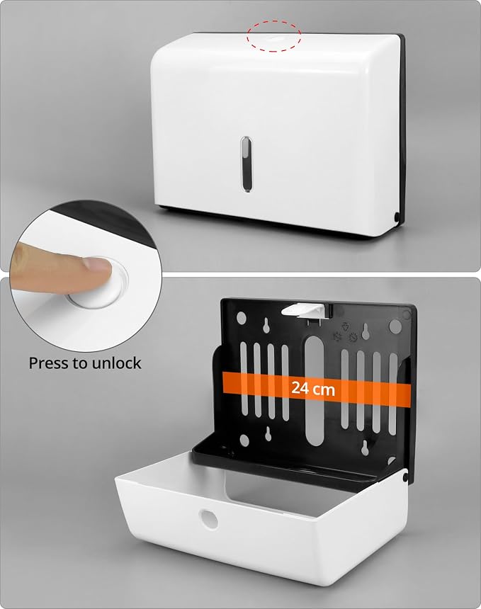 QWORK Paper Towel Dispenser Wall Mount, 2 Pack Multifold Hand Towel Dispenser - Image 3