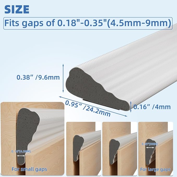 Wedge-Shape Window Weather Stripping Door Frame Seal Strip 118” White, Upgrade - Image 2