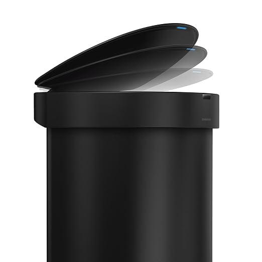 simplehuman 45L semi-Round Sensor can, Matte Black Steel - Image 2