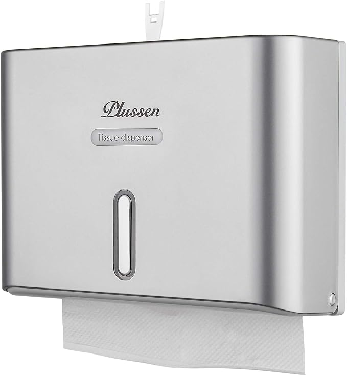 Paper Towel Dispenser Wall Mount, Adhesive No Drilling Multifold Trifold C Fold by PLUSSEN