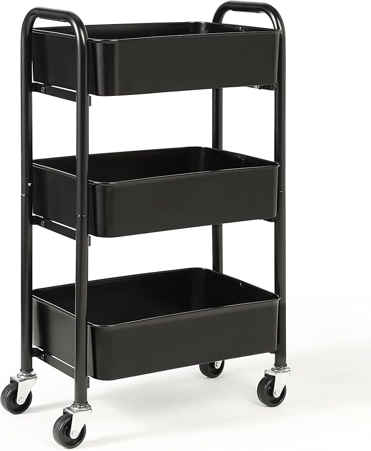 SunnyPoint 3-Tier Delicate Compact Rolling Metal Storage Organizer - Image 2
