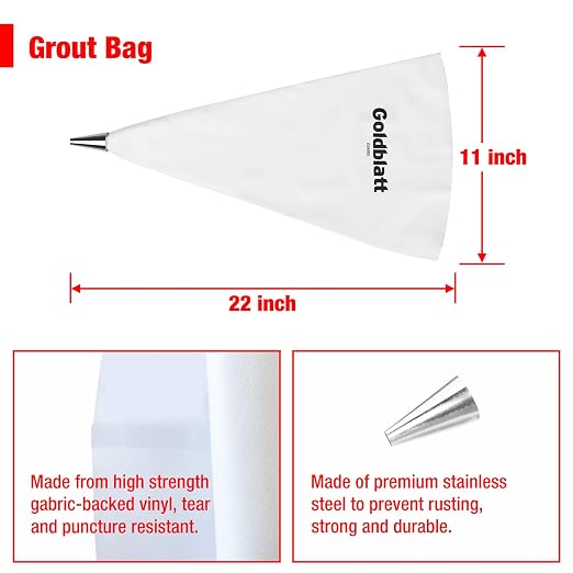 Goldblatt 4 Pieces Tile Grout Masonry Mortar Bag Set, Includes 3 Pieces Tear - Image 2