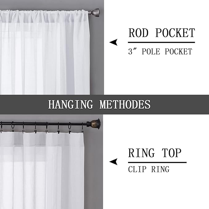 Tollpiz Sheer Curtains Living Room Linen Textured Curtain Sheers Light - Image 5