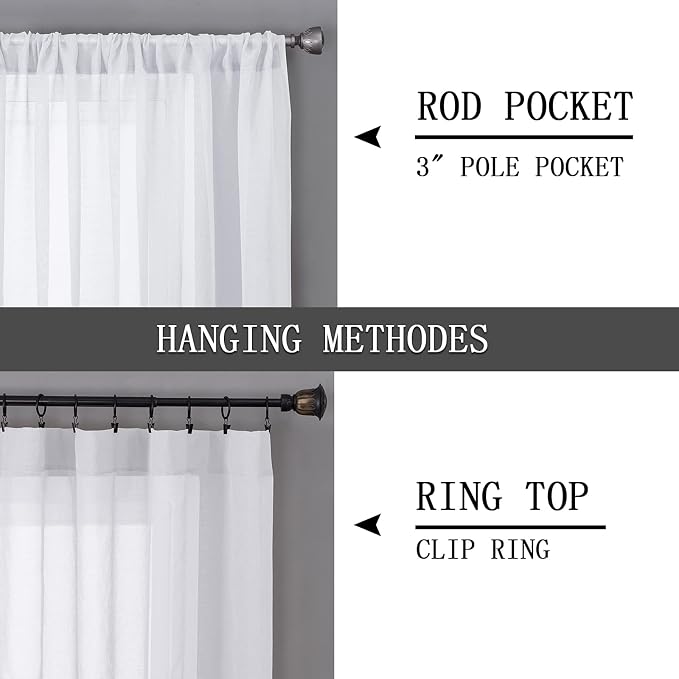 Tollpiz Short Sheer Curtain Linen Textured Living Room Curtains Sheer Light - Image 5