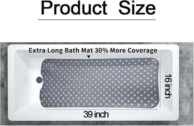 Bath Tub Mat Non Slip, 39 x 16 Inch Long Shower Mat, Machine Washable Bathmat - Image 5