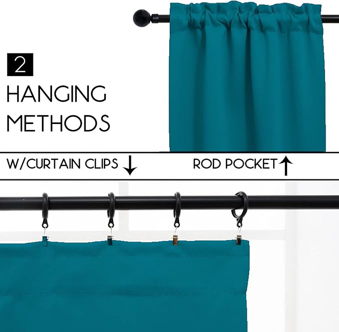 Pickluc Blackout Curtains 45 Inches Long 2 Panels, Room Darkening Tiers - Image 2