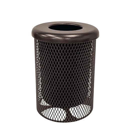 COATEDOUTDOORFURNITURE RFT-BRW Heavy Duty 32 Gallon Round Trash Receptacle by CoatedOutdoorFurniture