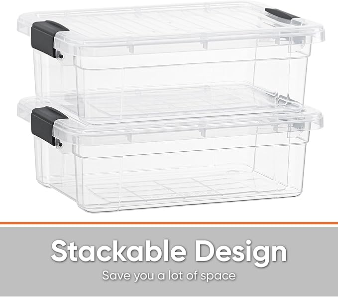Superio Storage Bins with Lids- 4 Pack, 7.4 Qt Clear Boxes - Image 3
