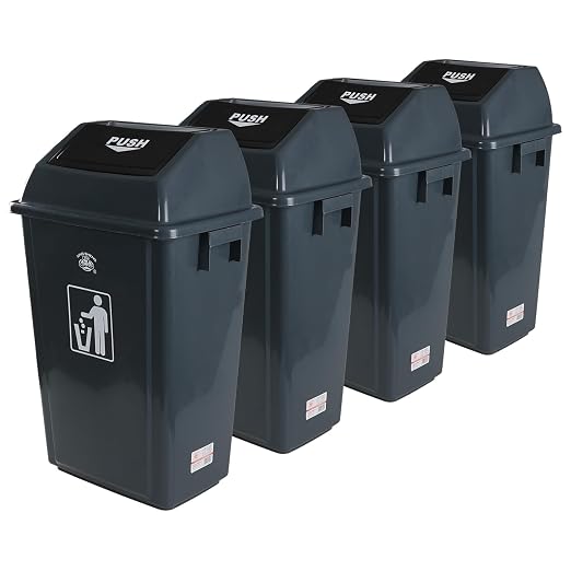 4 Pack 18 Gal Plastic Garage Can - Image 7