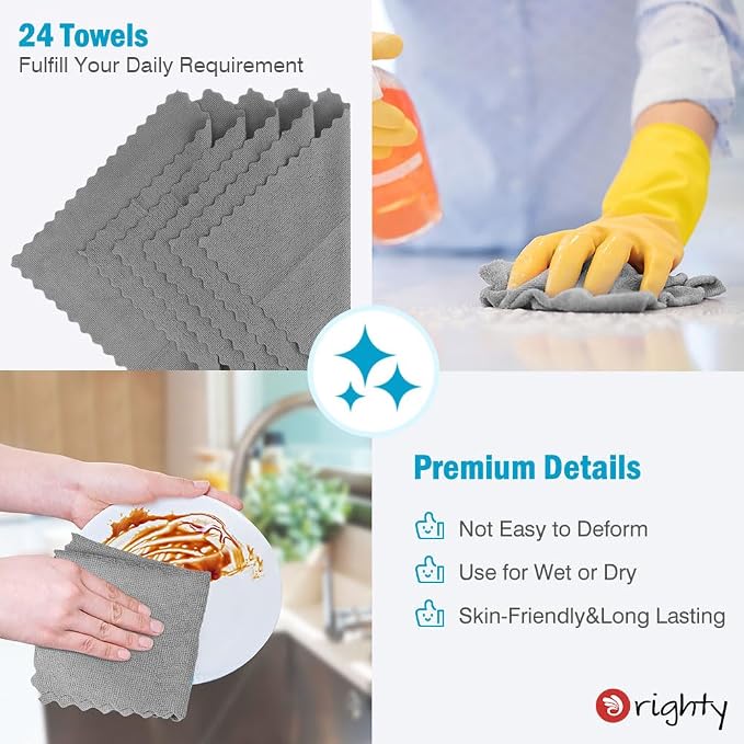 Orighty Cleaning Cloths 12x12 inch, Highly Absorbent Microfiber Cleaning - Image 5