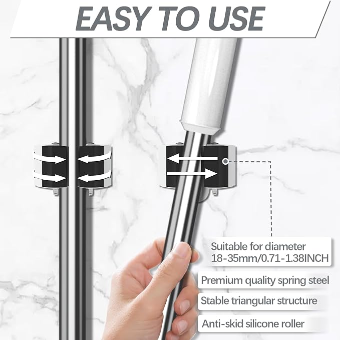 3-H Broom Hanger, Mop Holder Wall Mount 8 Pack, Broom Holder Wall Mount - Image 4