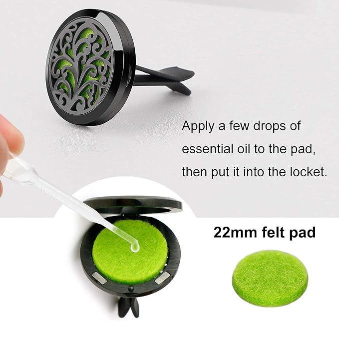 2PCS 30mm Car Aromatherapy Essential Oil Diffuser Stainless Steel Black Locket - Image 2