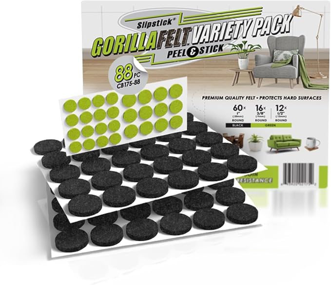 Slipstick Gorilla Felt 1 Inch Furniture Pads Premium Furniture Pads & Chair Leg by Slipstick