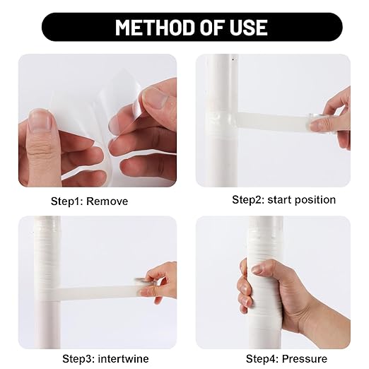 Self Fusing Silicone Tape 2 Rolls 1 in x 10' White Waterproof Rescue Tape - Image 3