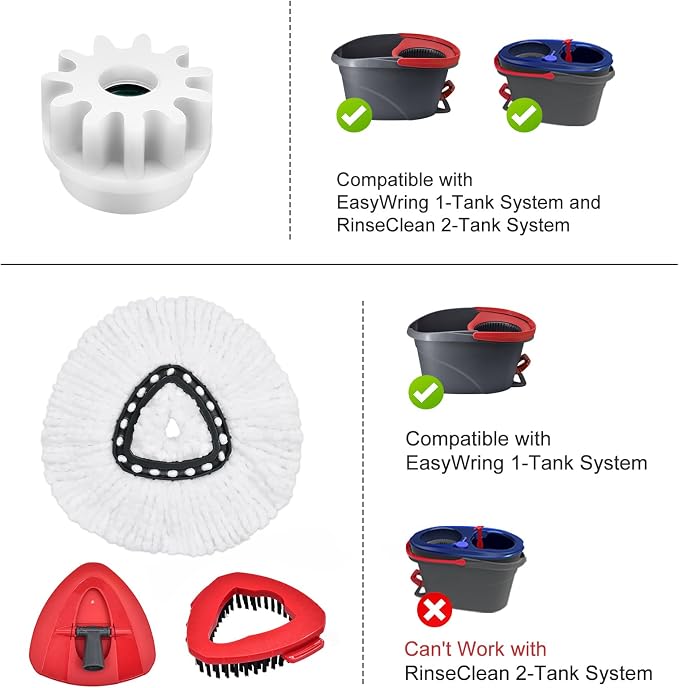 Mop Heads Replacements, Scrubber Head, Base and Pedal Bearing Replacement Combo - Image 2