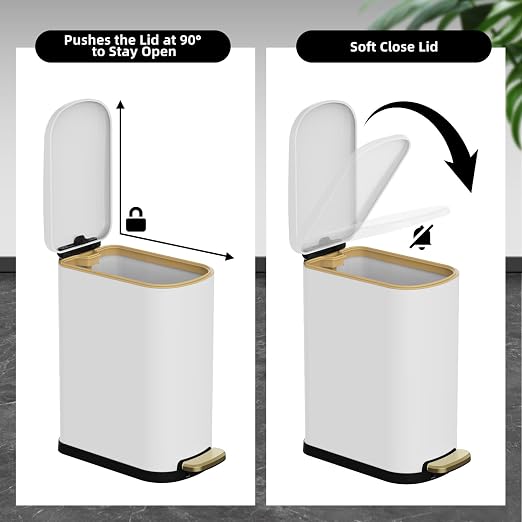 2.6 Gallon Slim Bathroom Trash Can - Image 3