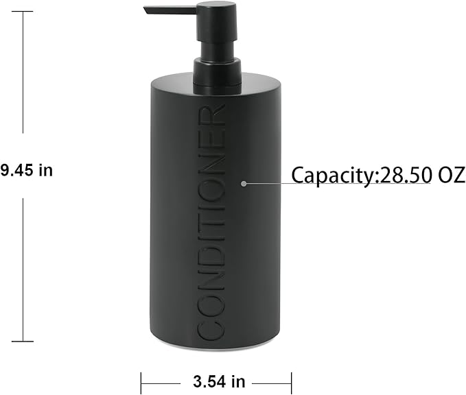 Matte Black Conditioner Dispenser Luxurious Refillable Pump Bottle - Image 4