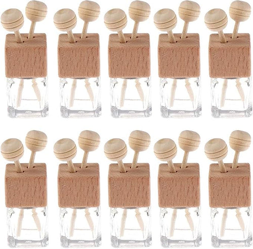 10 Pack, 8ml Clear Glass Car Air Freshener Perfume Clip Diffuser, Empty by Furnido