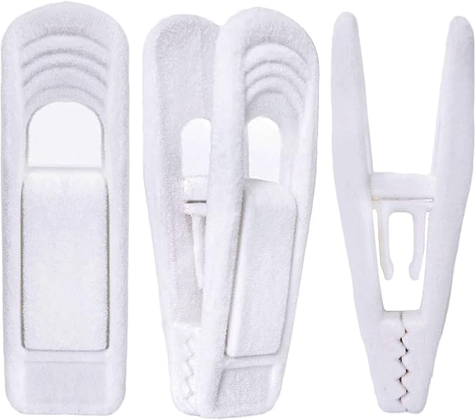 White Velvet Hangers Clips 40 PCS, Pants Hangers Velvet Clips Easily Add to by TOFIIGREM