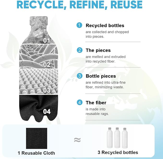 AIDEA Microfiber Cleaning Cloth 165 Sheets 3 Roll, Shop Rags Washable, Cleaning - Image 4