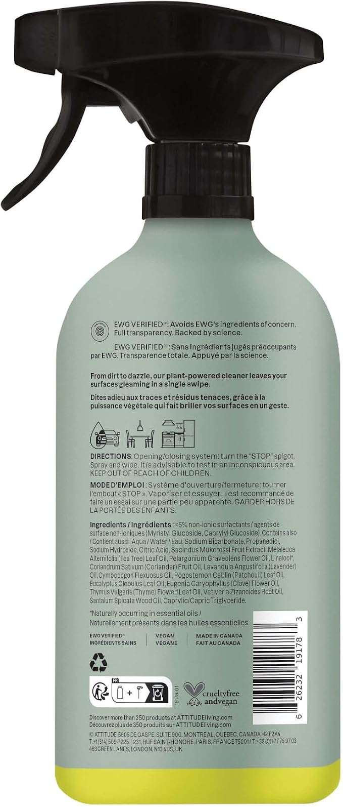 ATTITUDE All-Purpose Cleaner Spray, Natural Origin Ingredients, EWG Verified - Image 7