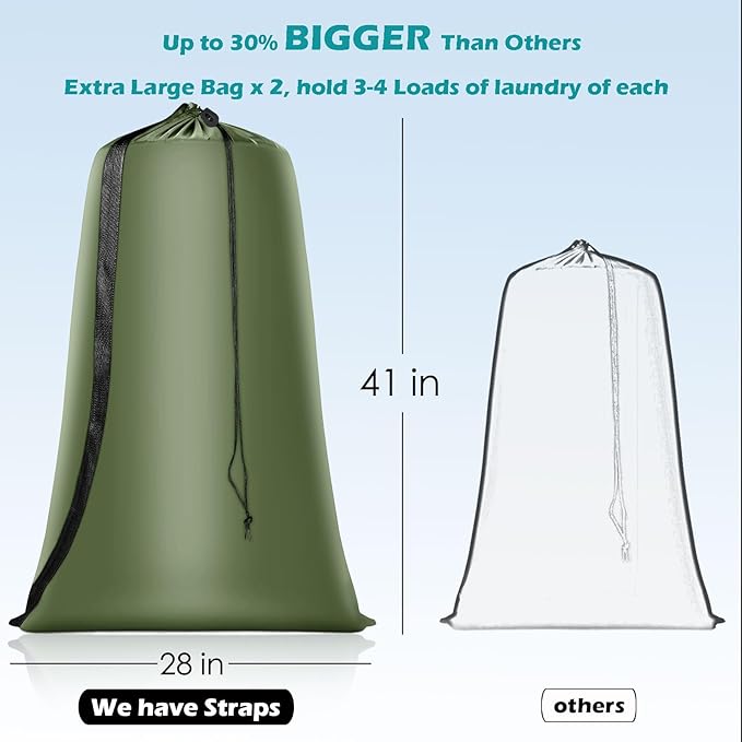 Heavy Duty Laundry Bag 2 Pack XL Nylon Laundry Bags - Image 2
