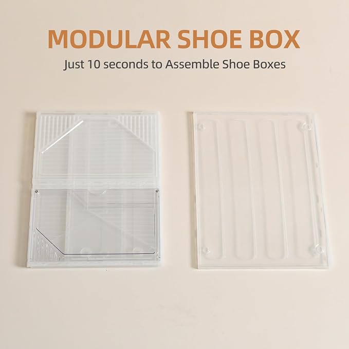 Modular XX-Large Shoe Organizer, Shoe Storage Organizer, 10 Pack Shoe Box Clear - Image 5