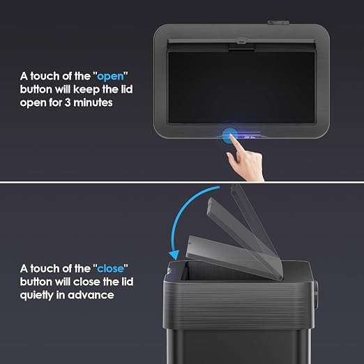 TLSUNNY 13.2 Gallon Motion Sensor Trash Can, Touchless Automatic Garbage Can - Image 4