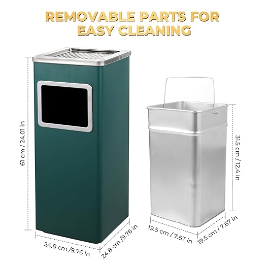 Trash Can Outdoor Waste Container Square Stainless Steel Trash Can - Image 2