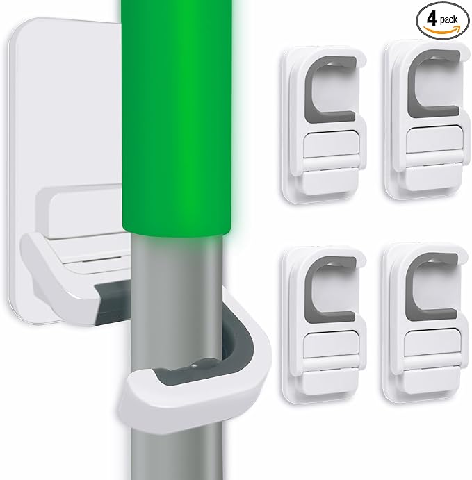4pack Broom Holder Wall Mount Mop Holder Broom and Mop Gripper Self Adhesive No by Tinkeep