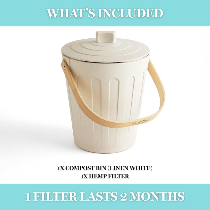 Martha Stewart Indoor Compost Bin | Countertop Composting Bucket - Image 4