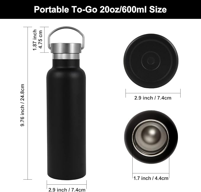 Neihepal 20 oz Insulated Water Bottles Bulk 8 Pack, Stainless Steel Double Wall - Image 5