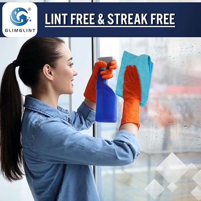 GLIMGLINT Microfiber Cleaning Cloth, 12 Pack Cleaning Rags, Cleaning Towels - Image 5