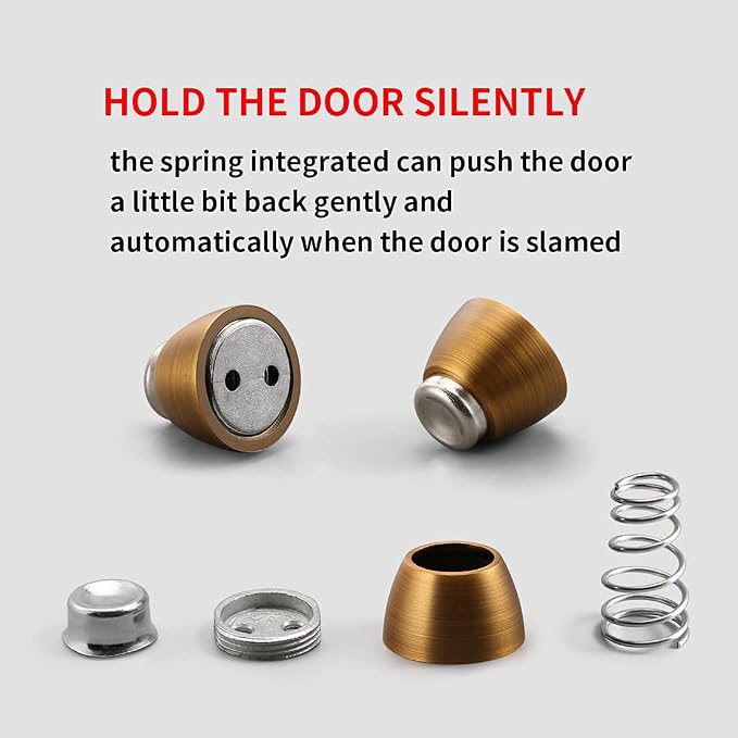 Door Stopper 6 Pack Magnetic Door Stops, Zinc Alloy Antique Brass Door Catch - Image 8