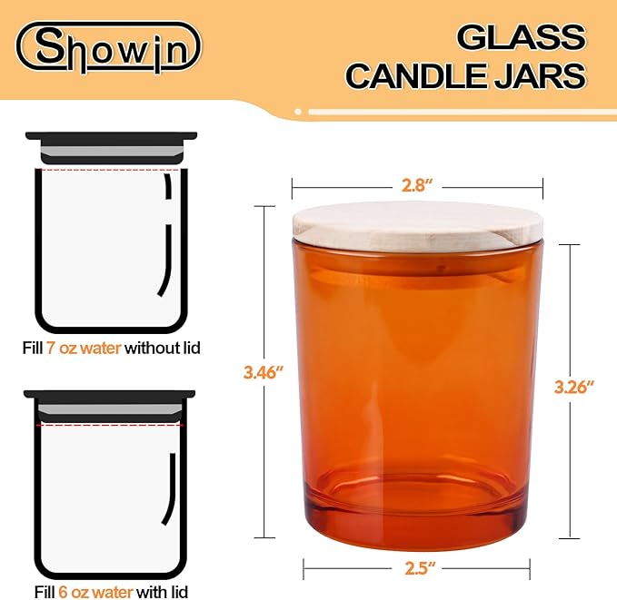 SHOWIN Thick Candle Jars for Making Candles 12 Pcs, 7 OZ Empty Jars - Image 6