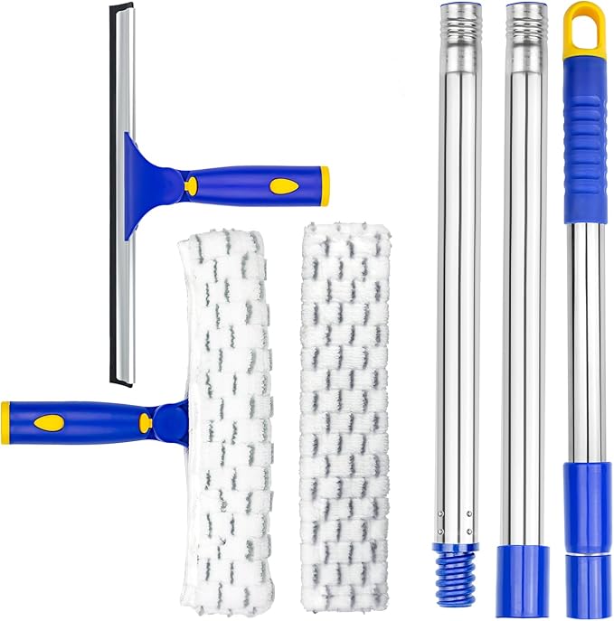 ITTAR Window Squeegee with 2 Sets Stainless Steel Pole, Squeegee Cleaning Tools by ITTAR