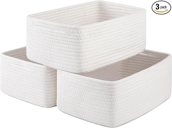3 Pack Small Storage Baskets for Organizing, Cute Woven Decorative Gift Baskets by OIASKET