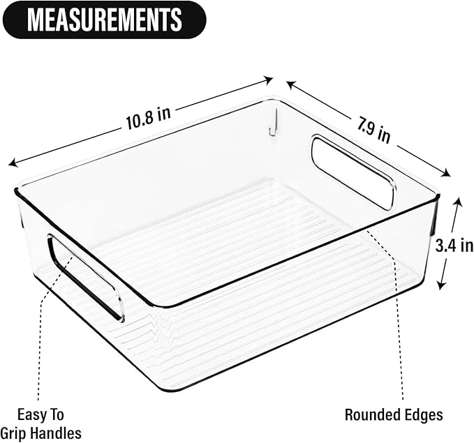 Clear Plastic Storage Bins, Home Bathroom Laundry Room Freezer Refrigerator - Image 3